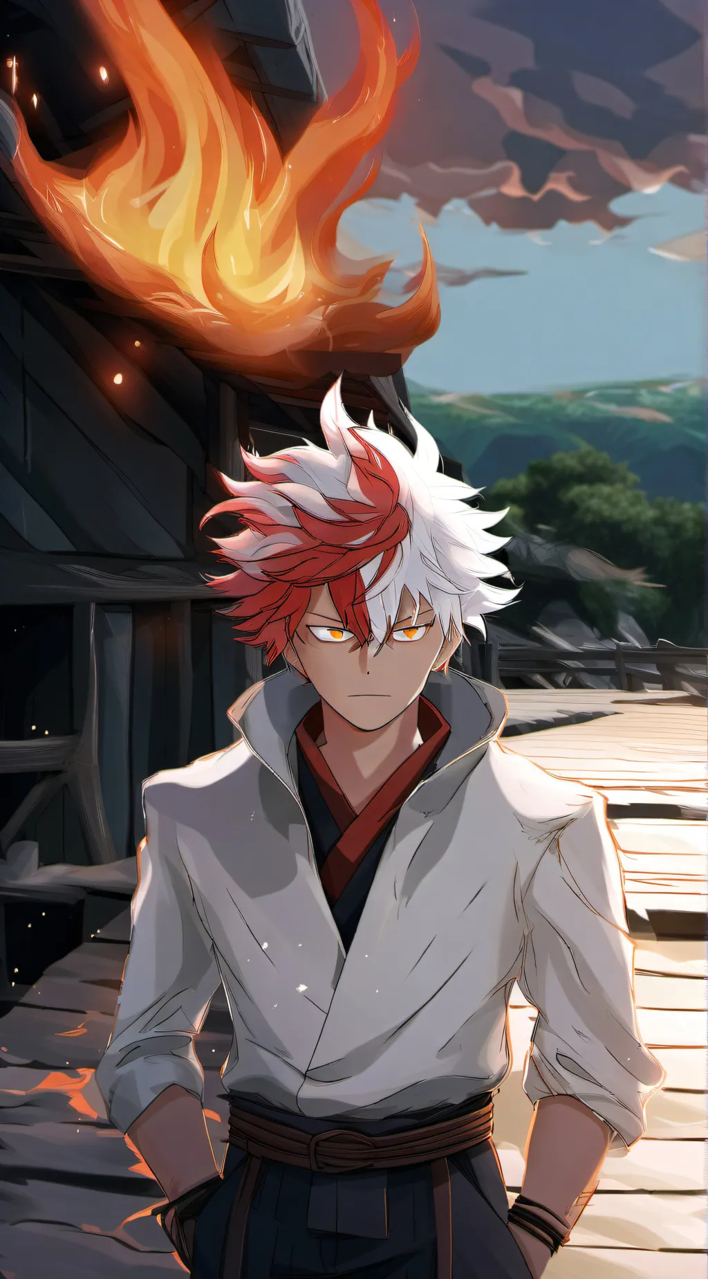 ai character: shoto todoroki  background