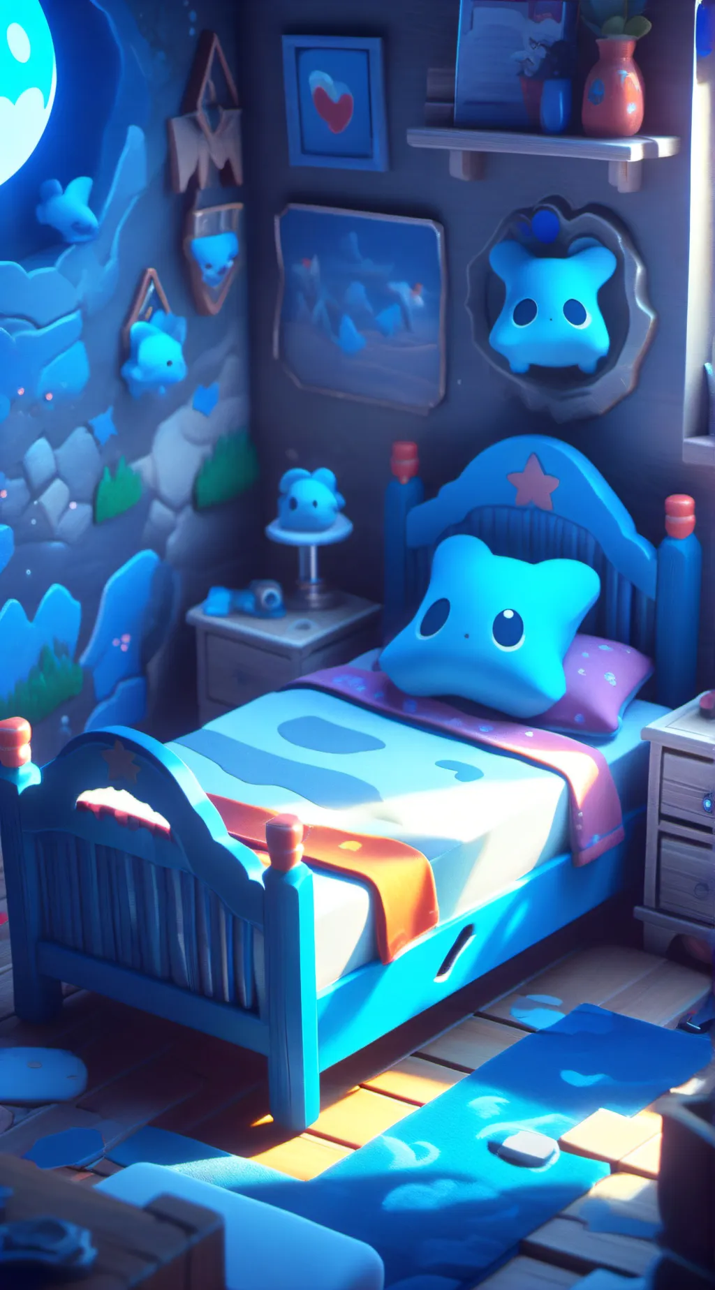 ai character: kcc sleep over background