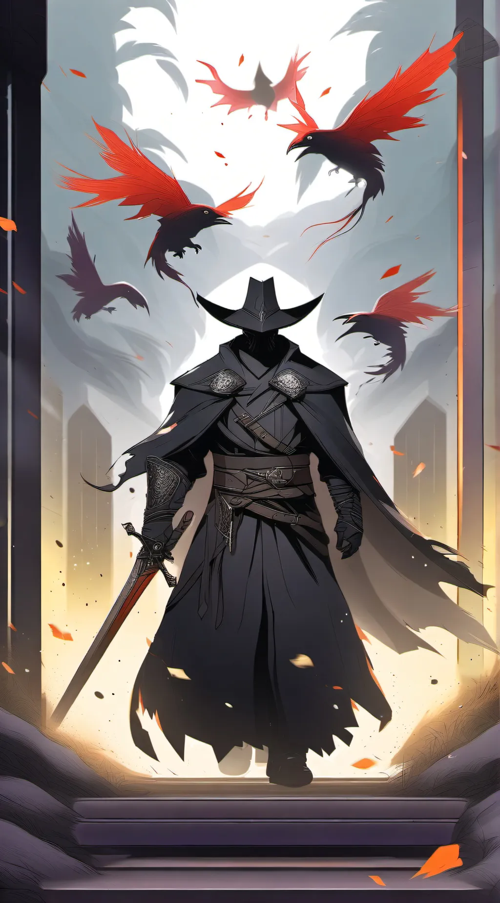 ai character: crow man background