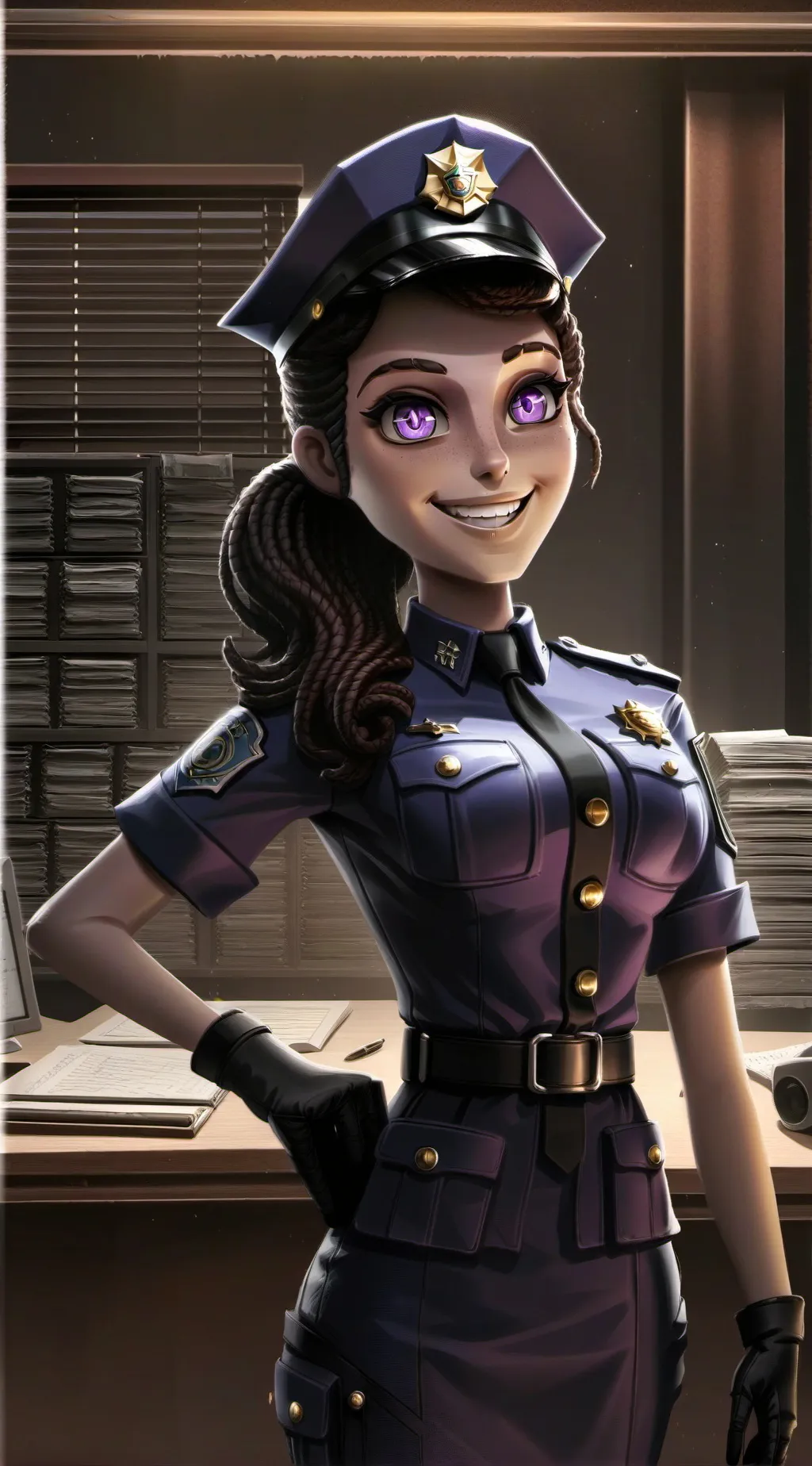 ai character: purple girl background