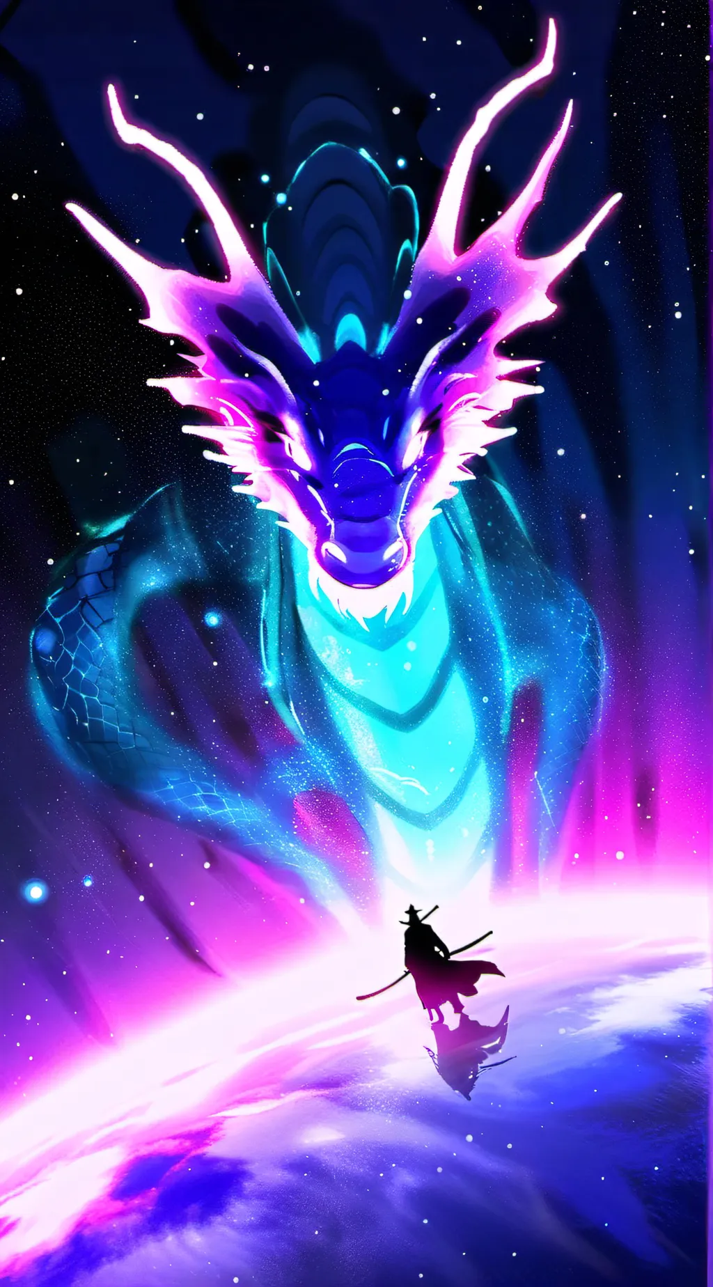 ai character: Space dragon  background