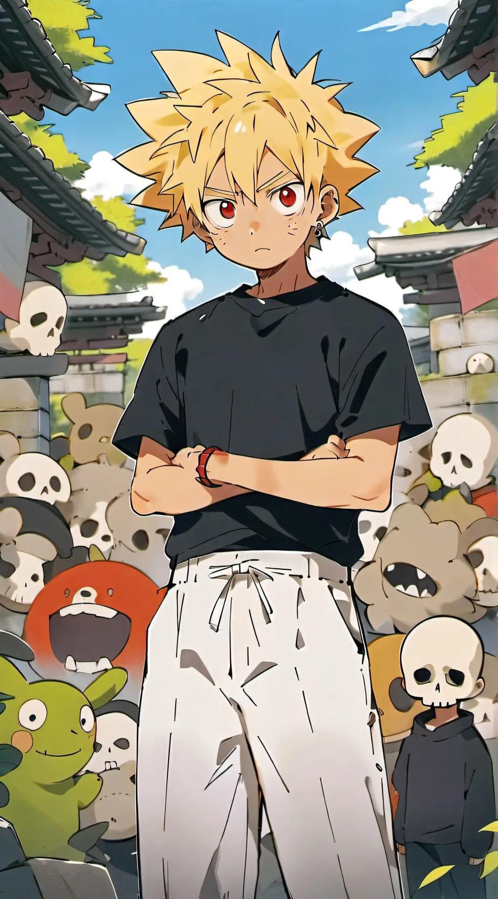 ai character: {Bakugo} background