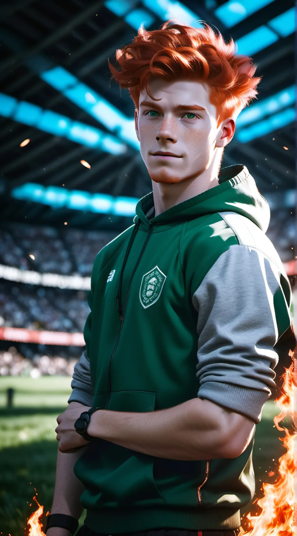 ai character: Fire background