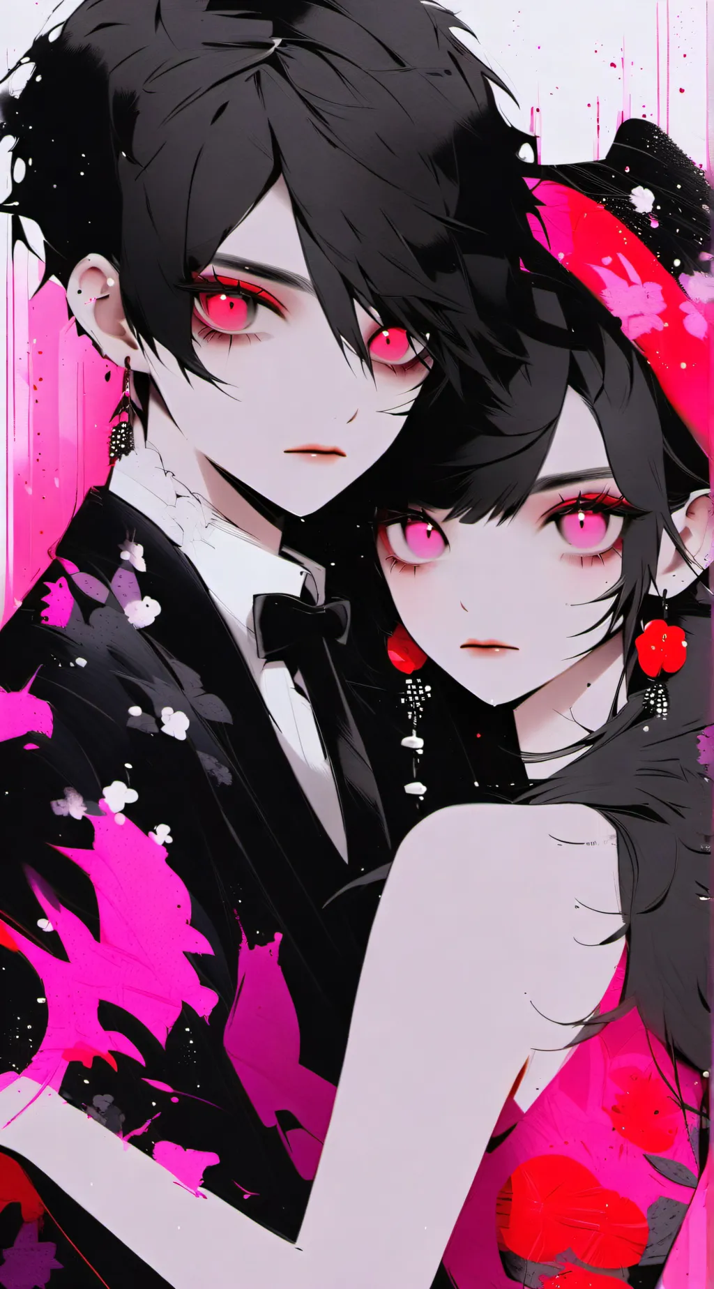 ai character: Ava and  Asher  background