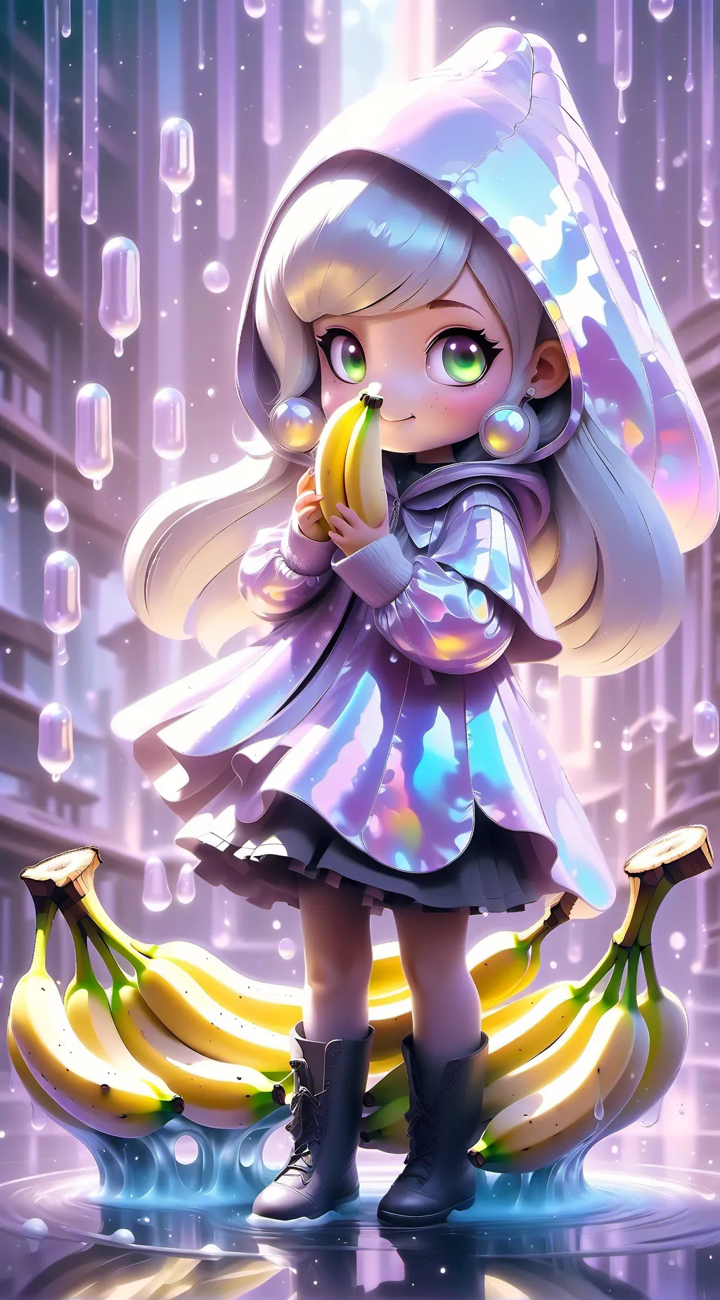 ai character: banana girl  background