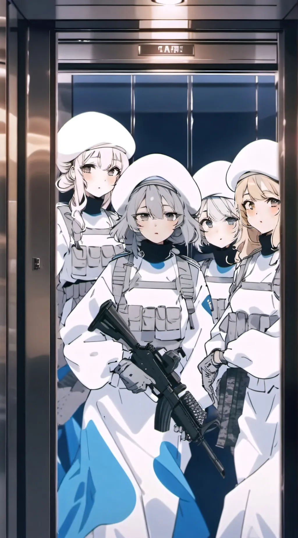 ai character: stuck in an elevat background