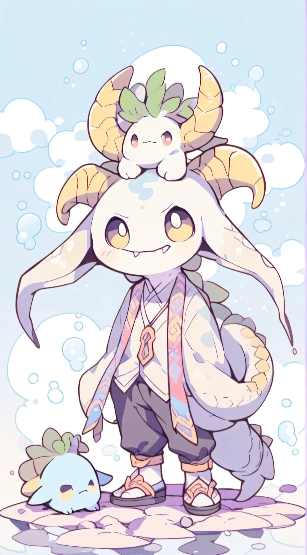 ai character: Chibi Ghidorah. background