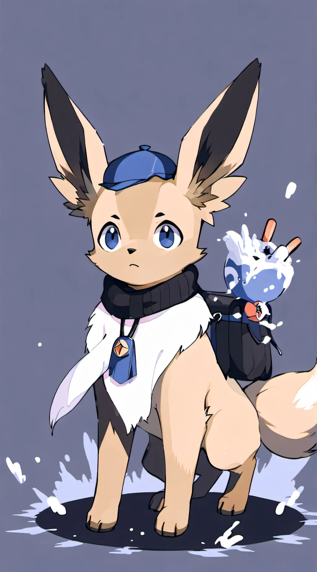 ai character: giant eevee  background