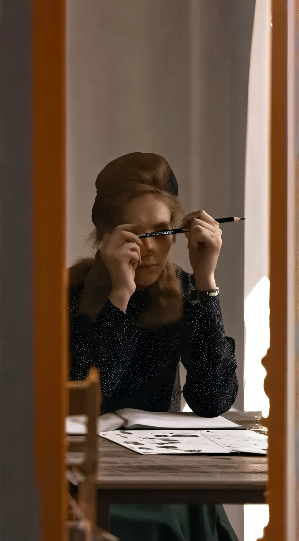 ai character: titan pencil woma background