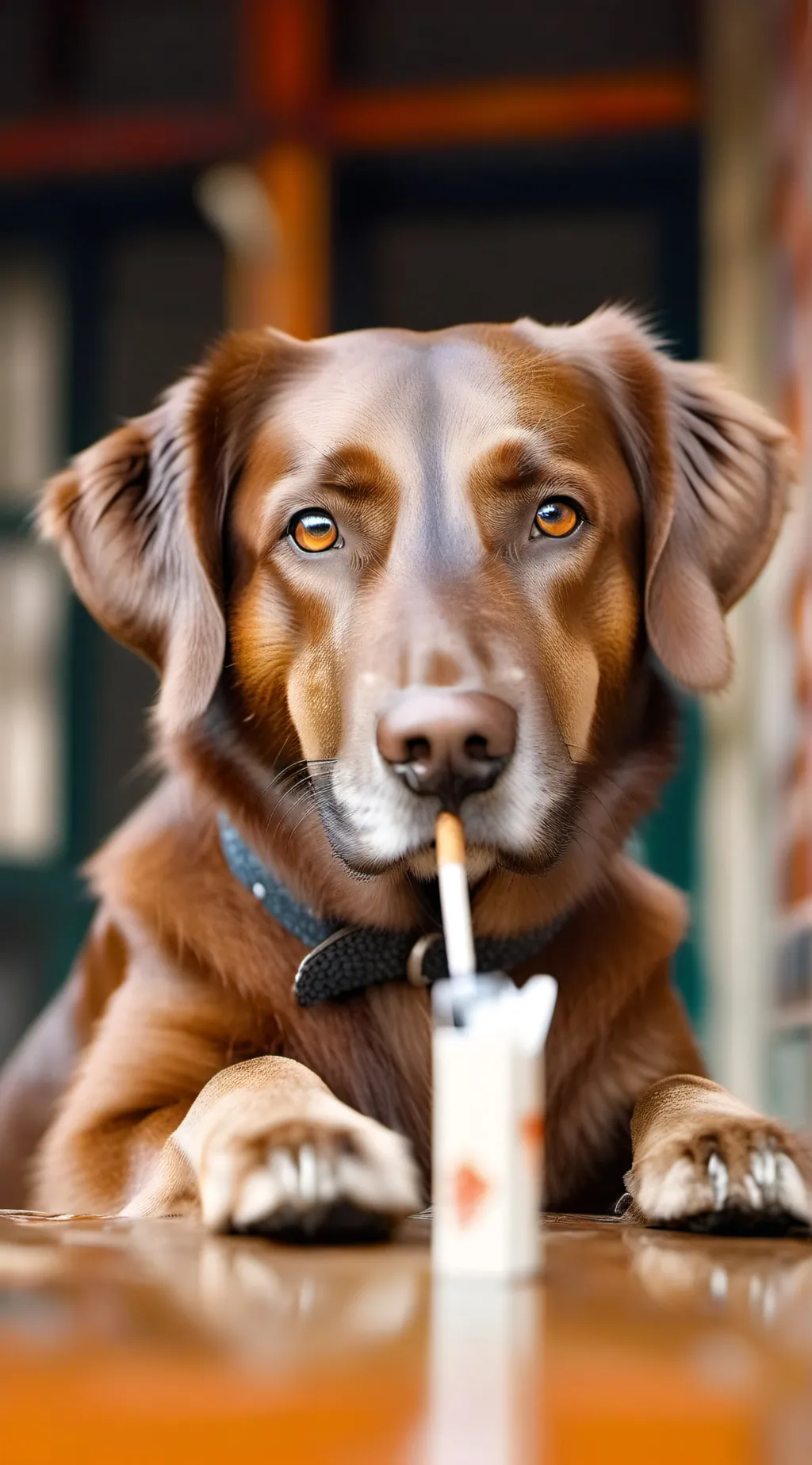ai character: smoking dog background