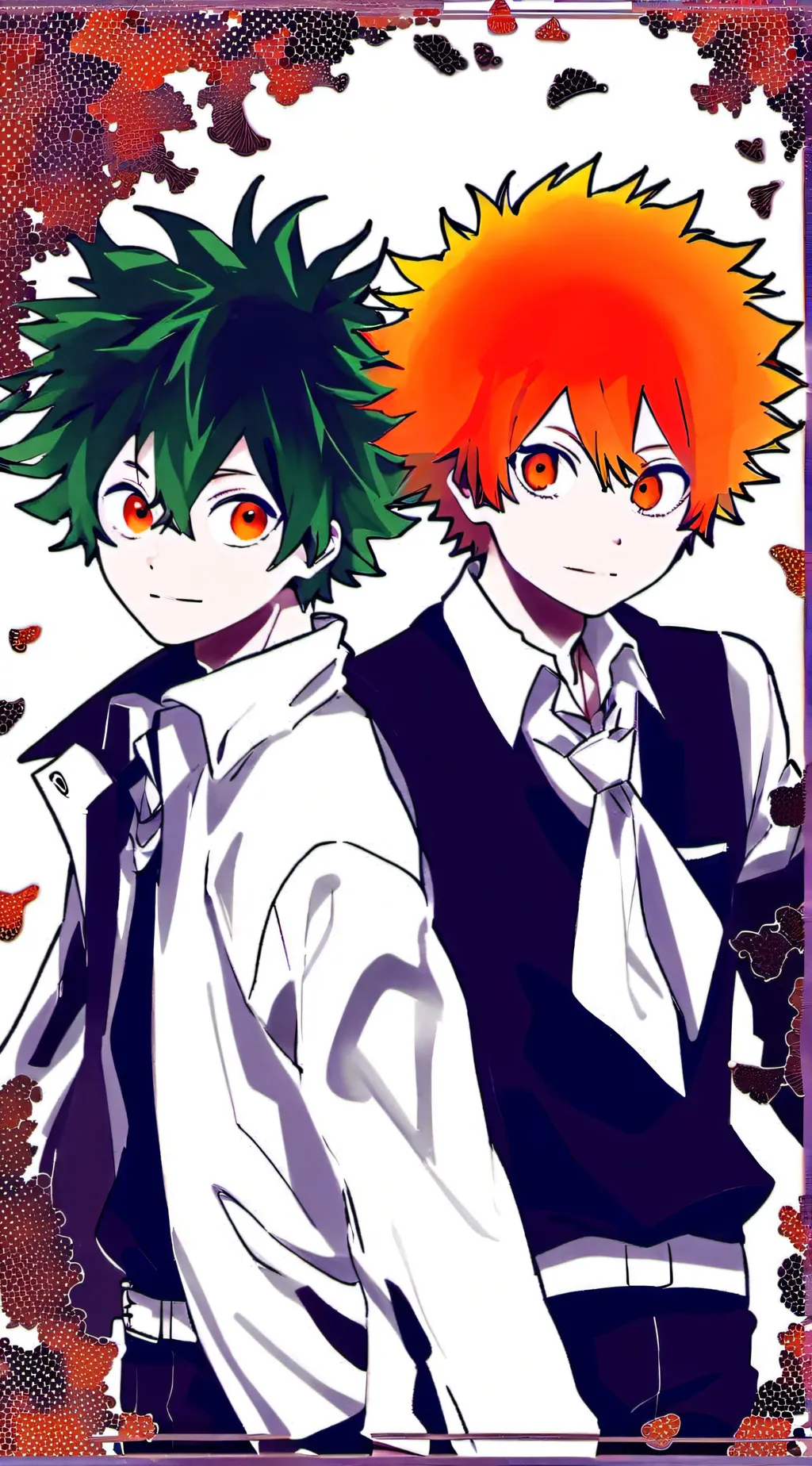 ai character: bakugo and deku  background