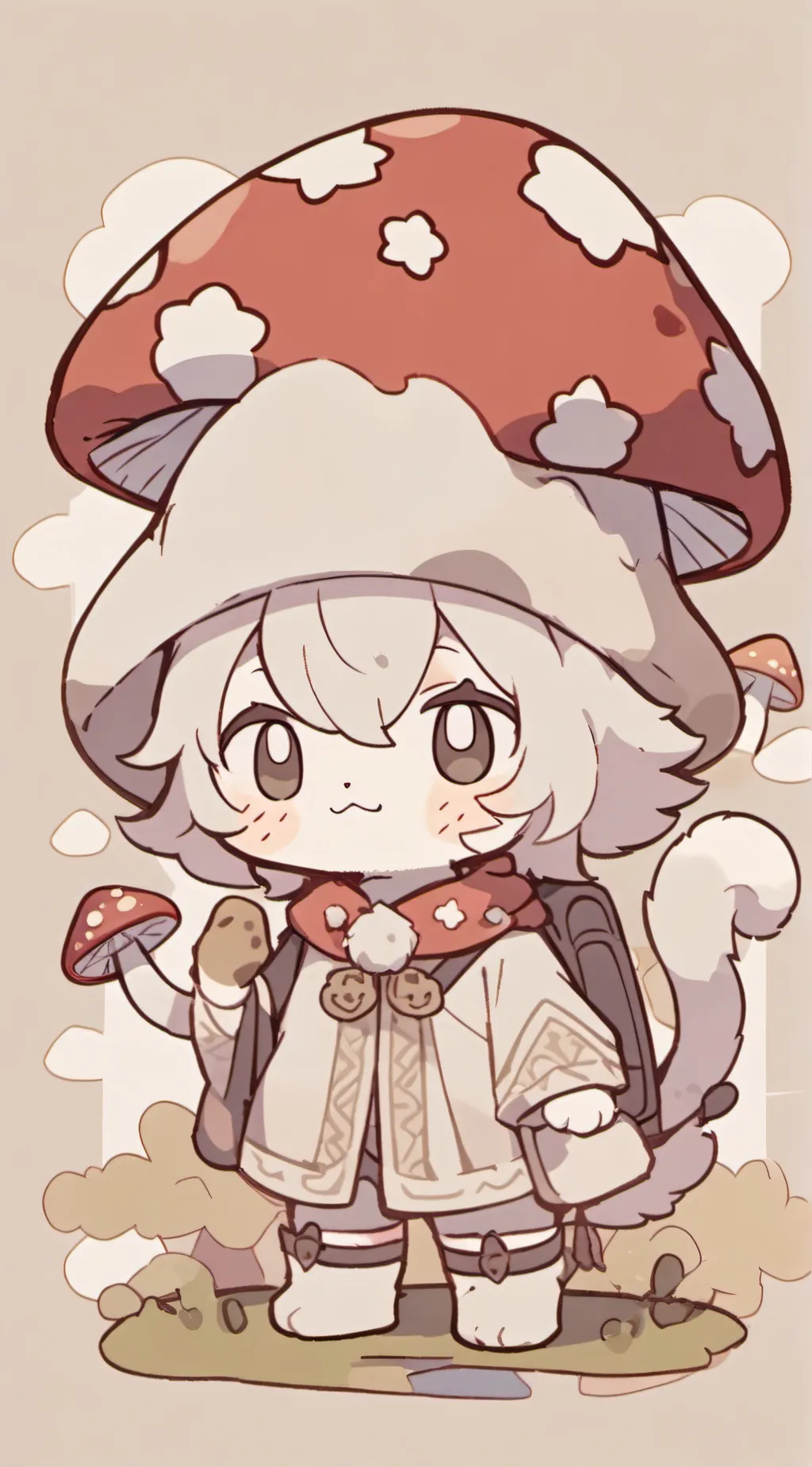 ai character: mushroom kitty background