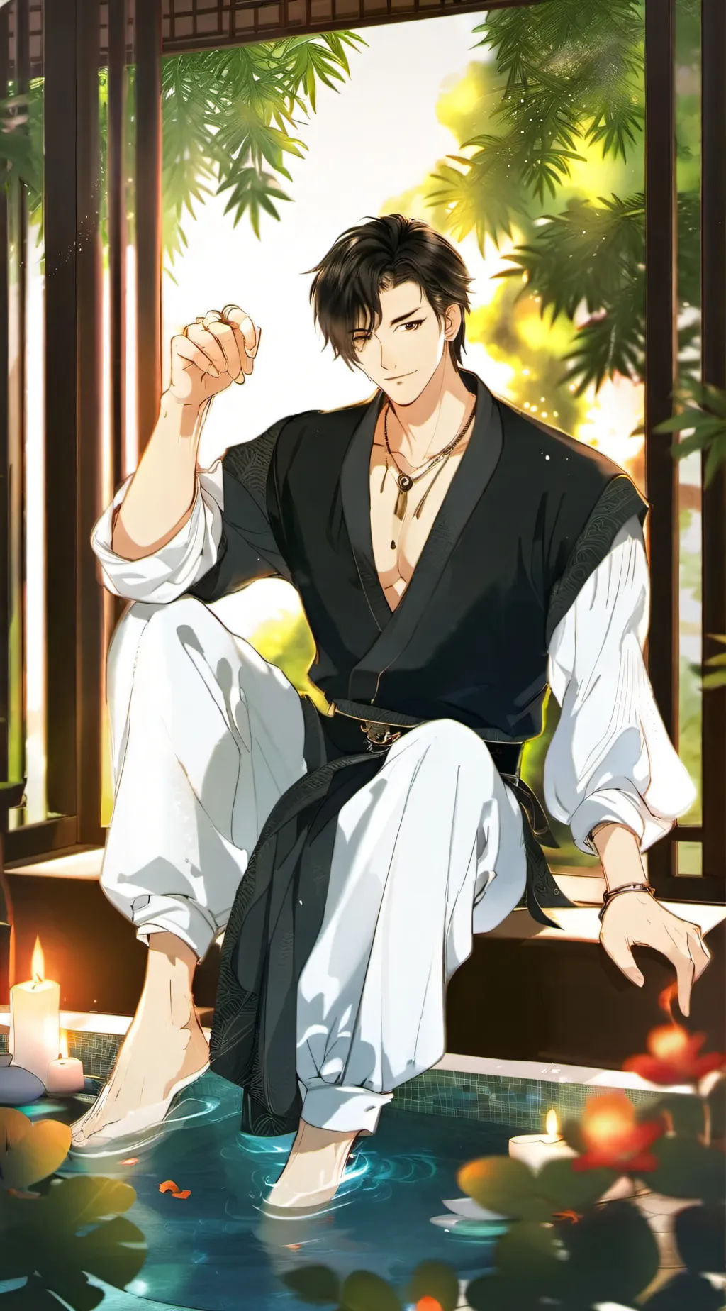 ai character: Bath house  background