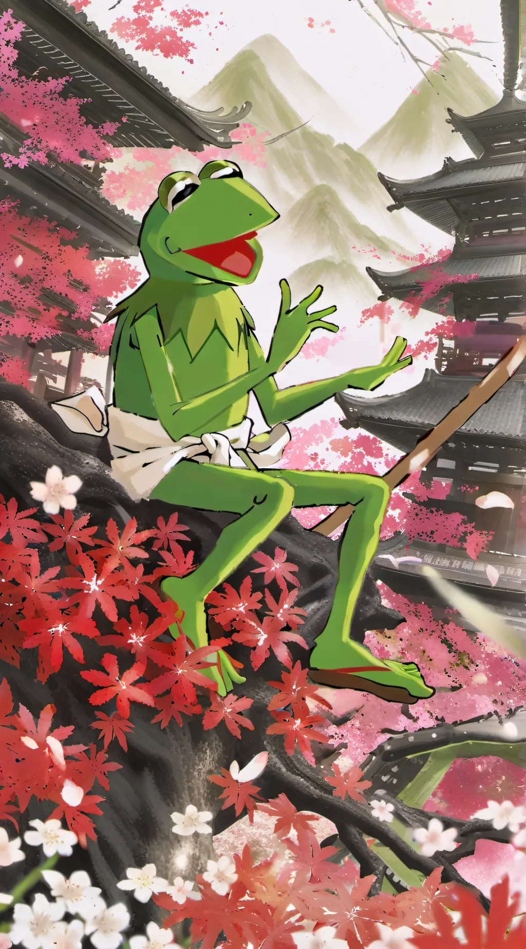 ai character: Kermit vs sukuna background