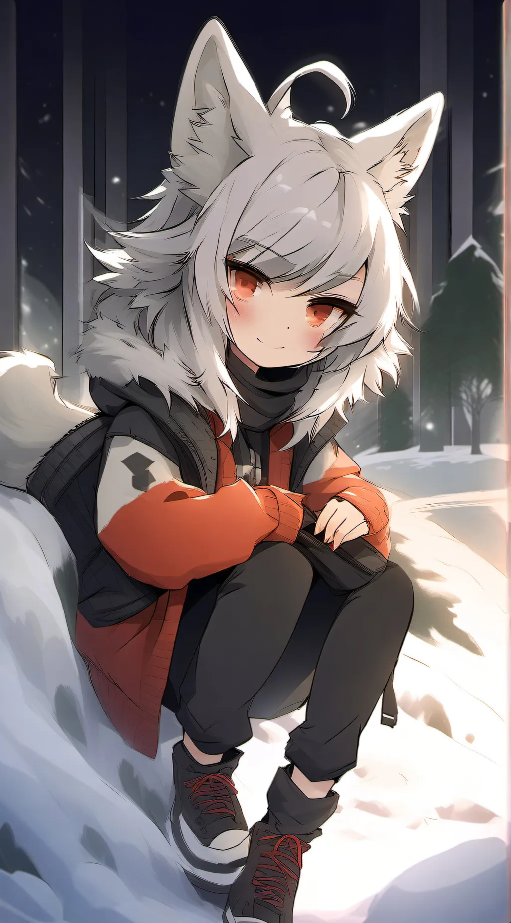 ai character: wolf girl background