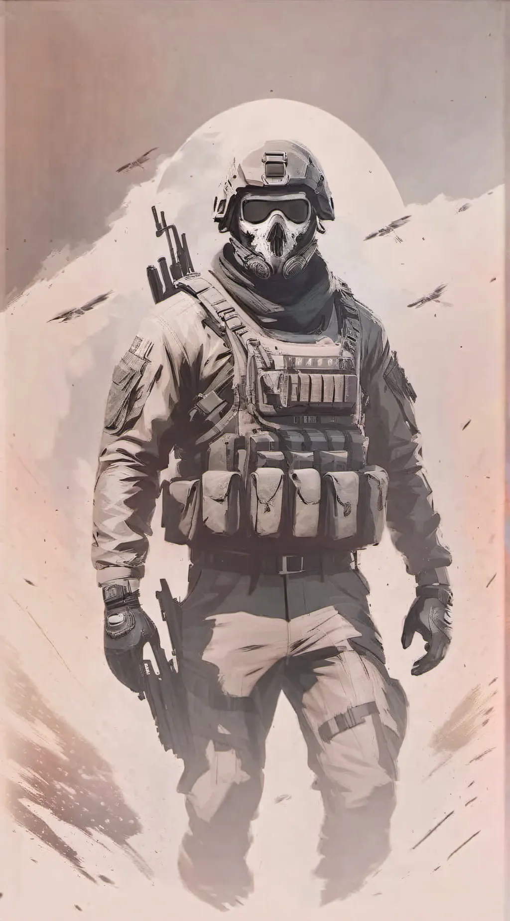 ai character: Ghost  background