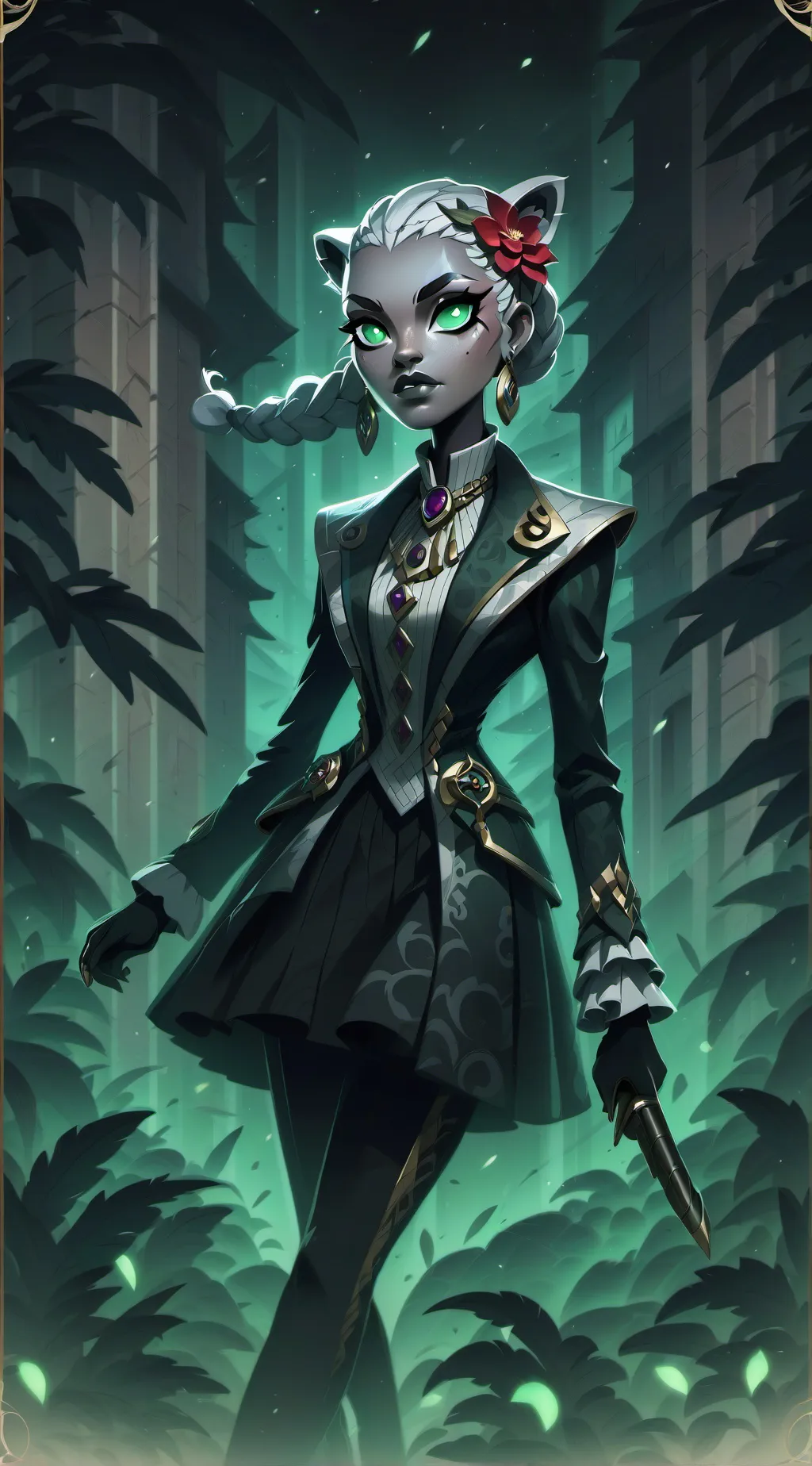 ai character: jaguar girl background