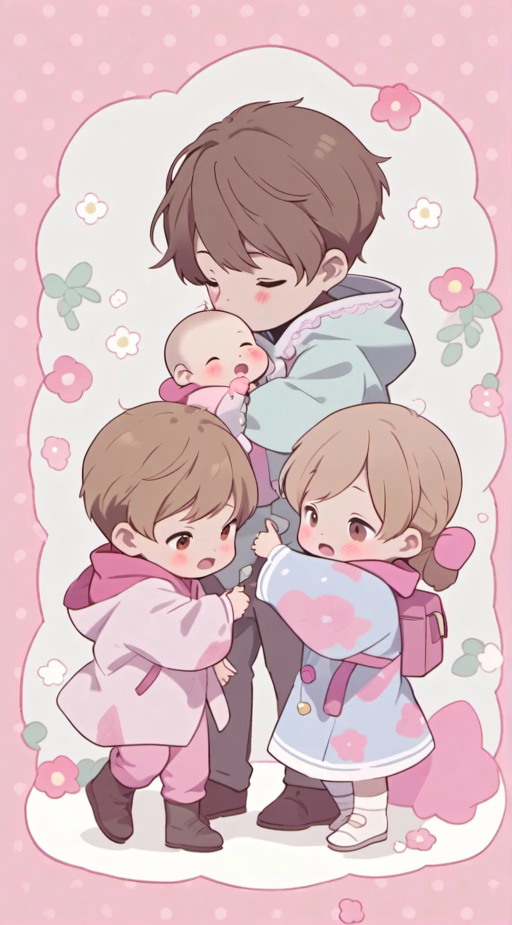 ai character: 4 babies background