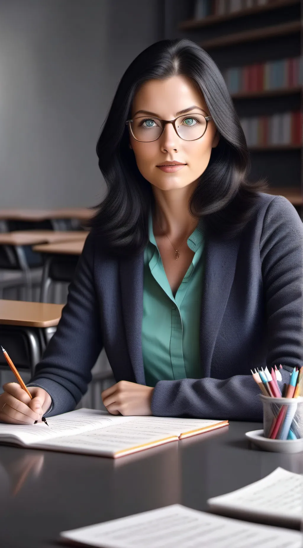 ai character: classroom  background