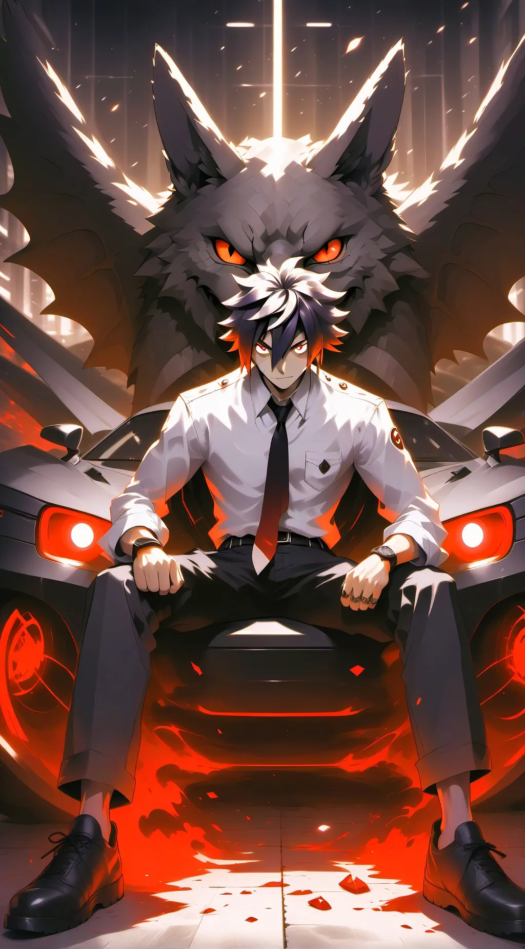 ai character: Goofy wolf pack  background