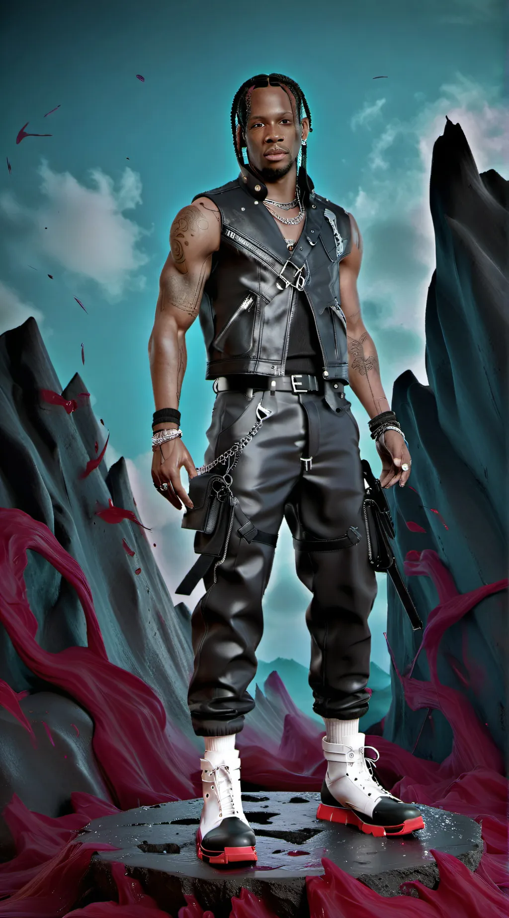 ai character: Travis Scott  background