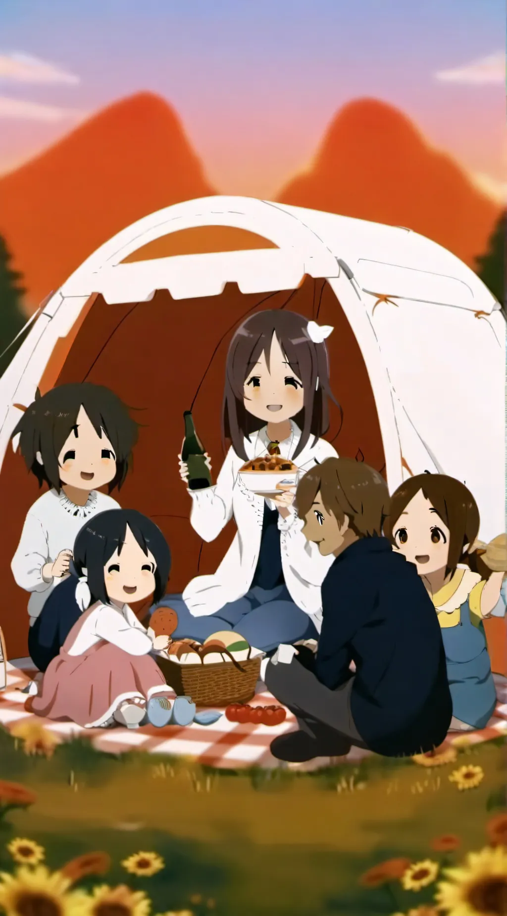 ai character: Family picnic background