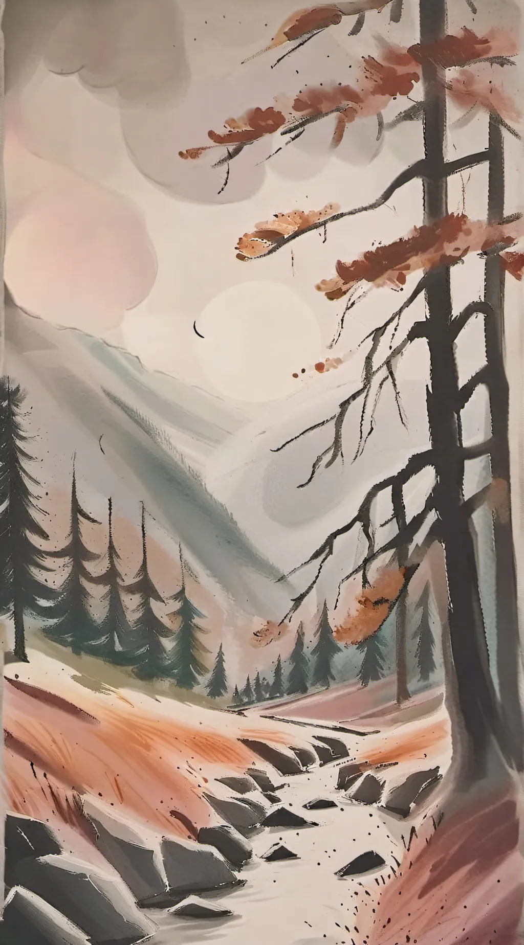 ai character: CH u left in woods background