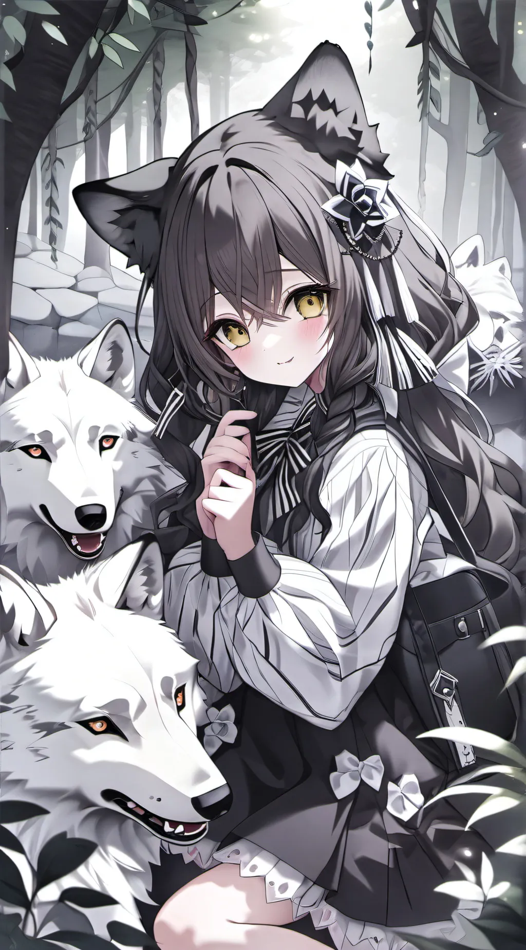 ai character: wolf girl background