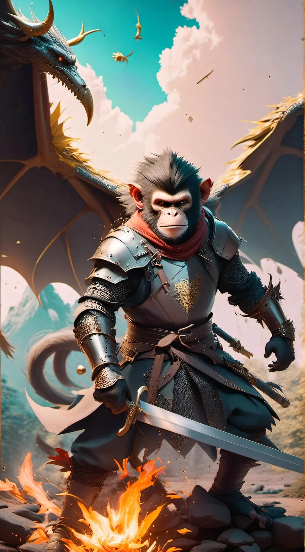 ai character: monkey king background
