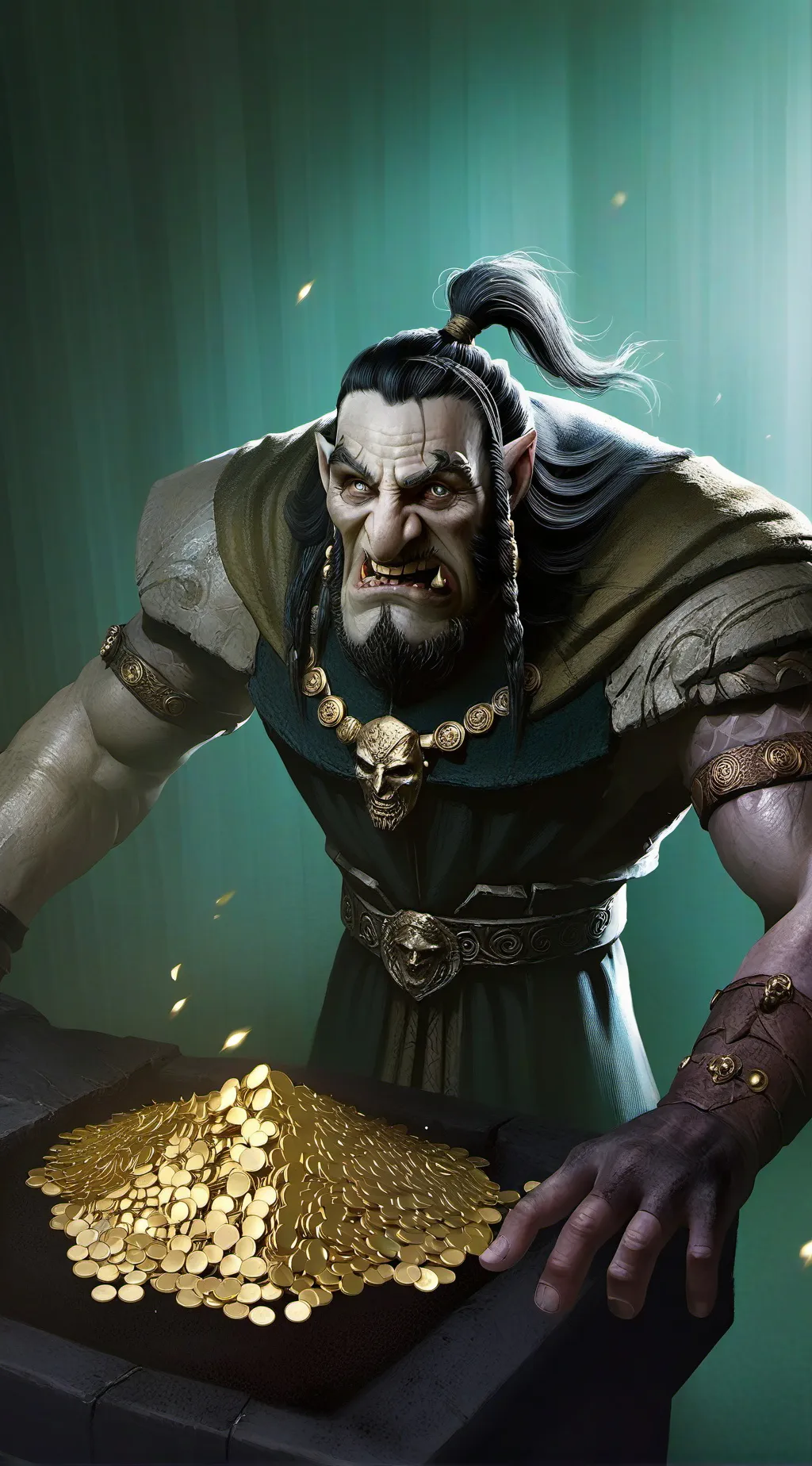 ai character: I make gold  background