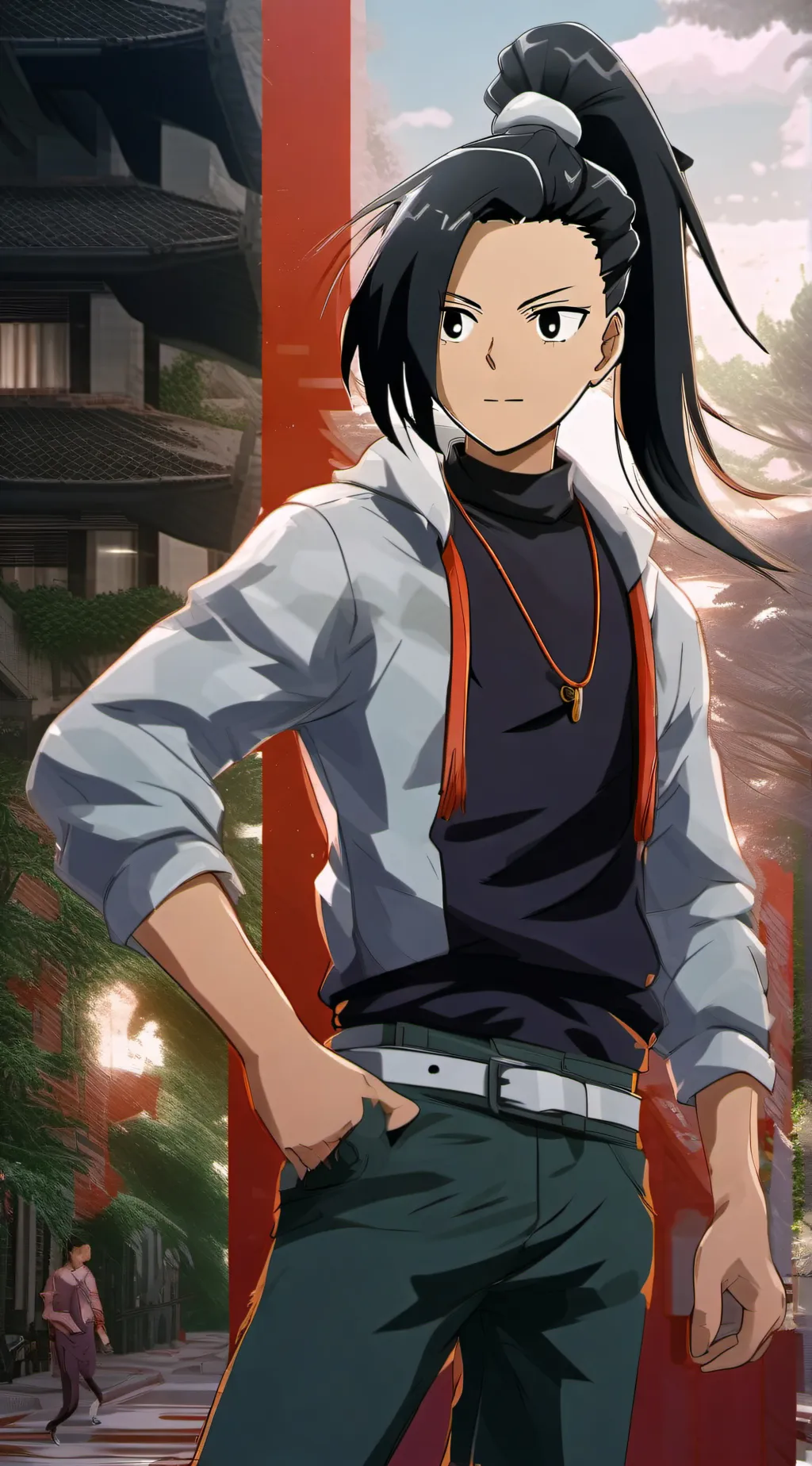 ai character: Momo Yaoyorozu background