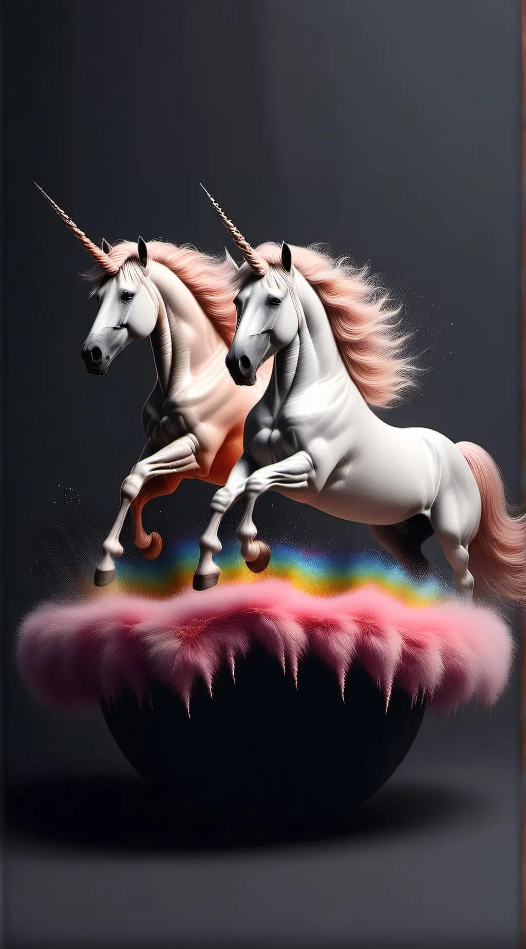 ai character: Pink fluffy uni  background