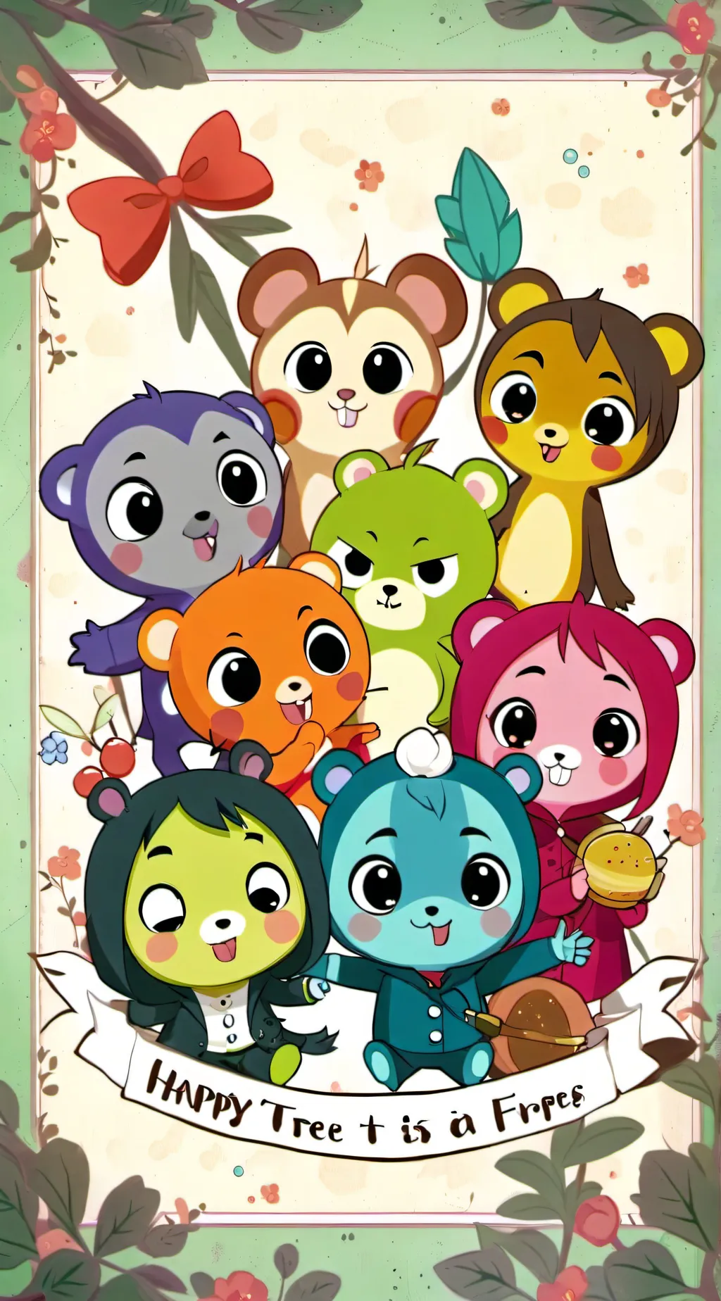 ai character: Happy Tree Friends background