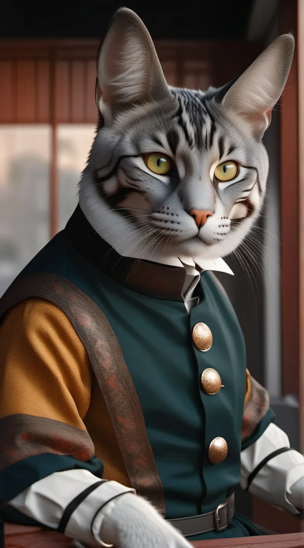 ai character: Cat man  background