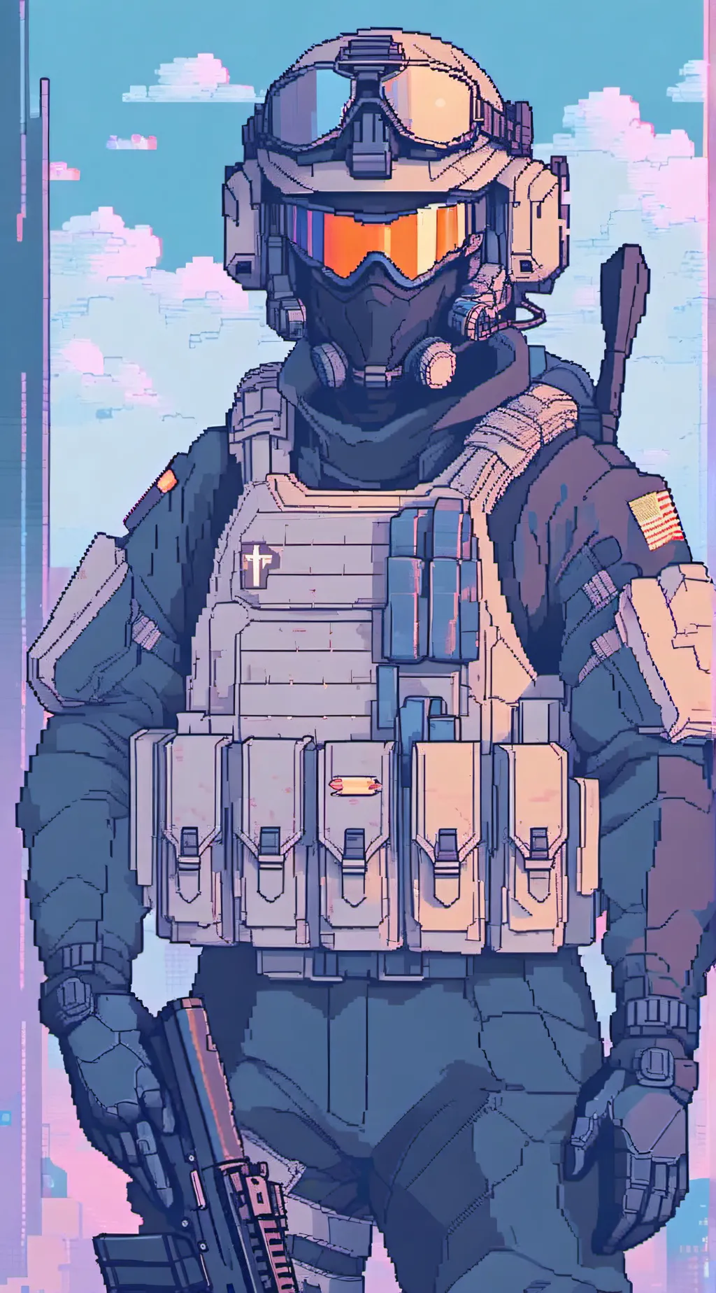 ai character: COD- Framed  background