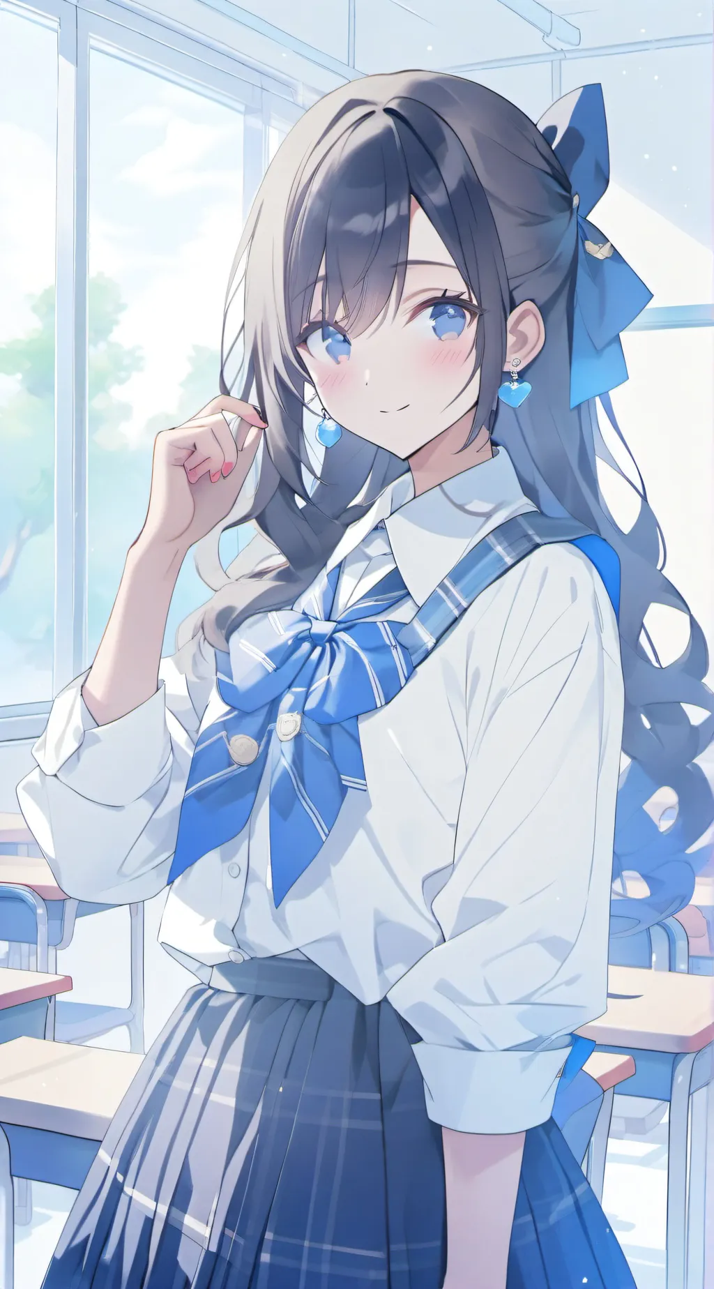 ai character: Ms blue background