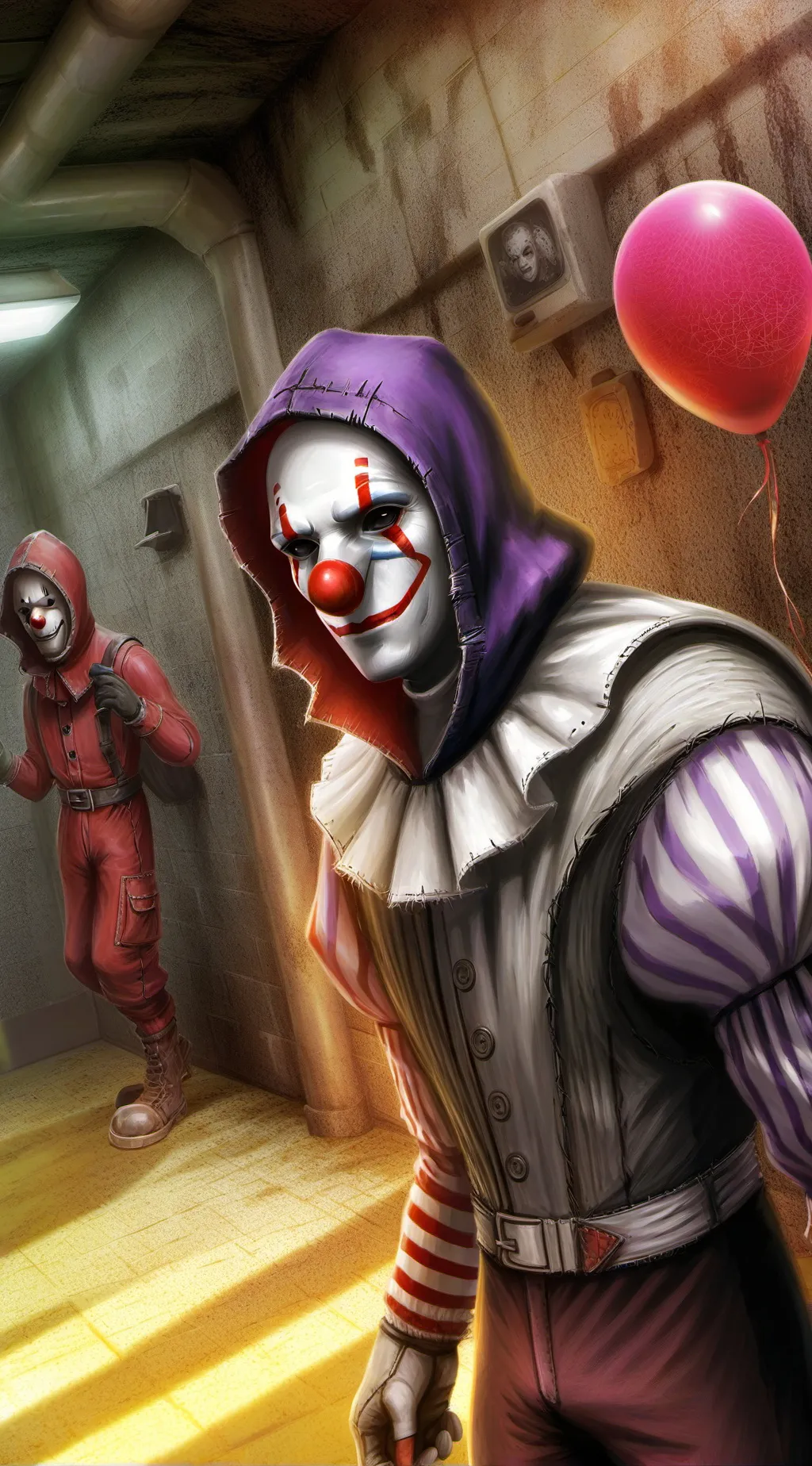 ai character: Hazmat clown background