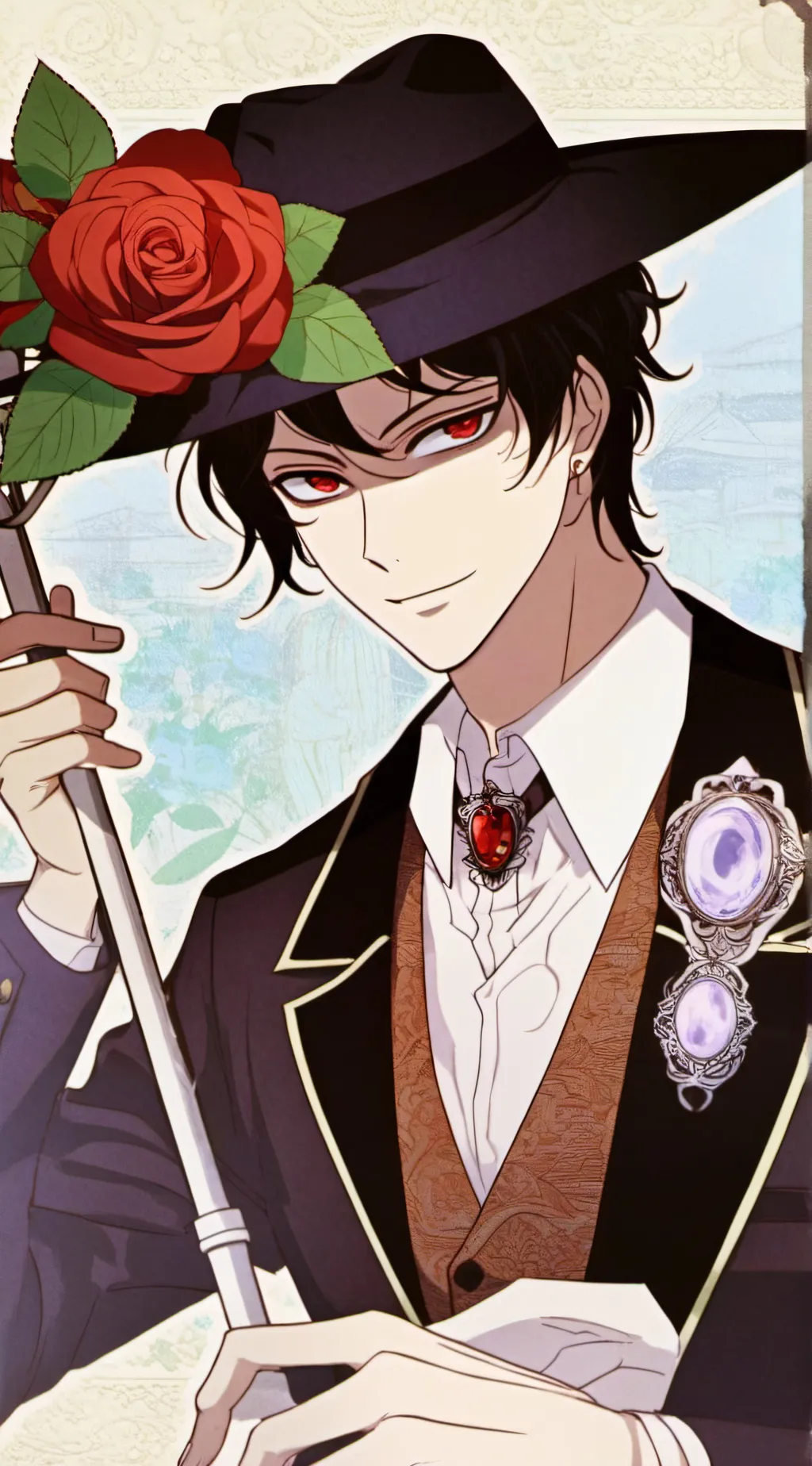 ai character: uppermoons+Muzan. background