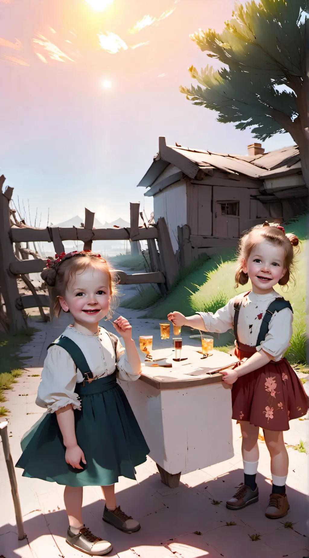 ai character: BELLA AND CECE  background