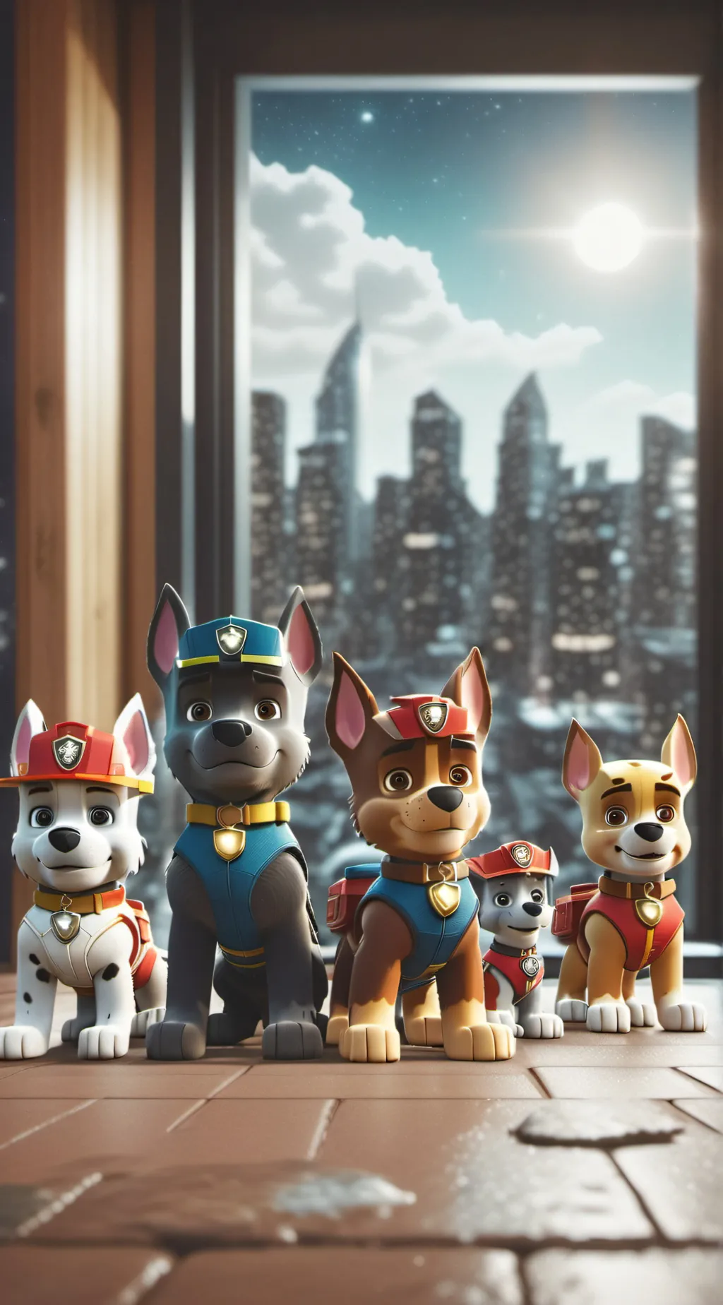 ai character: paw patrol mighty  background