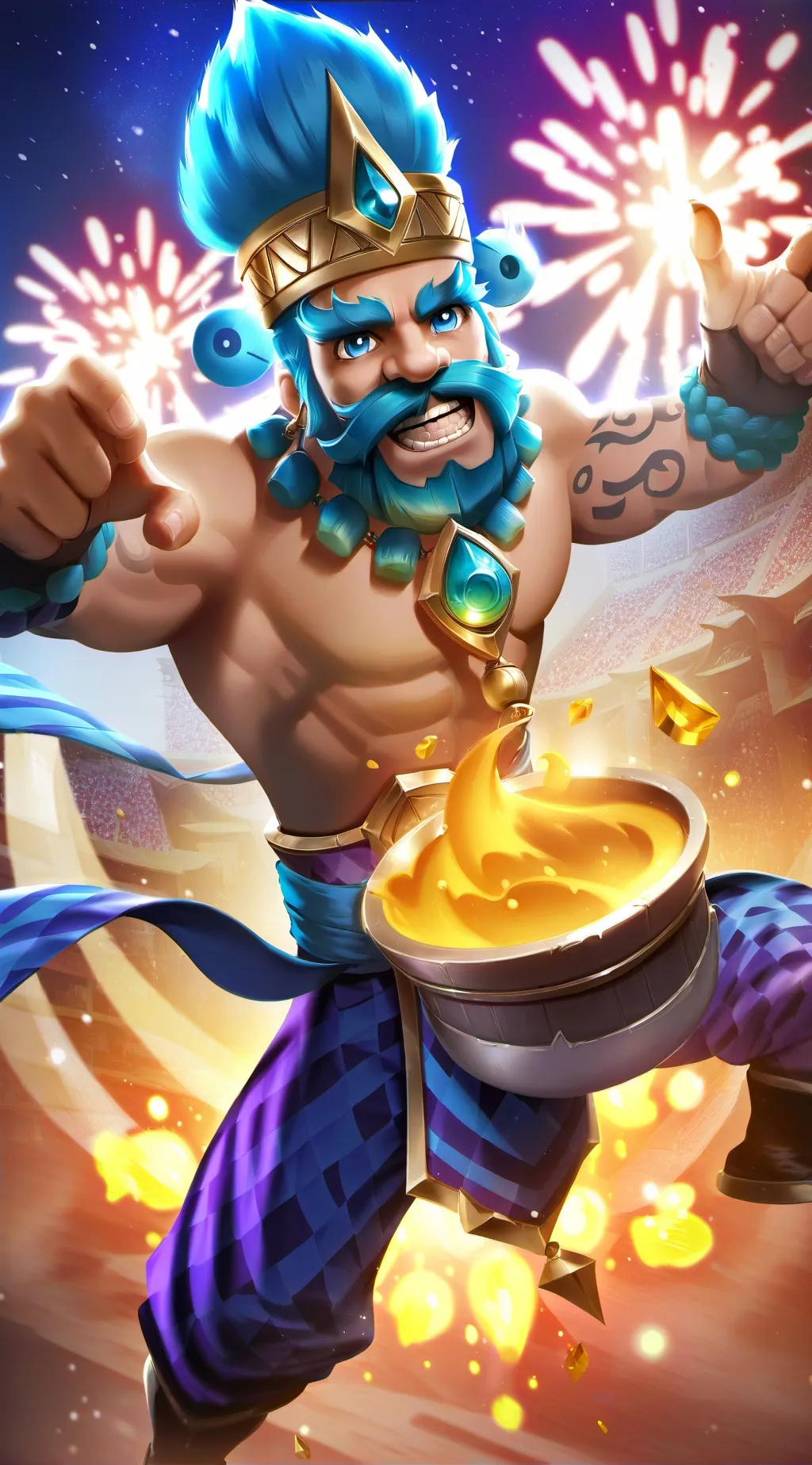 ai character: Genie with catch background