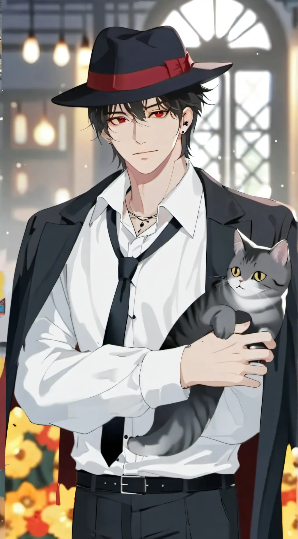 ai character: Andrew + black cat background