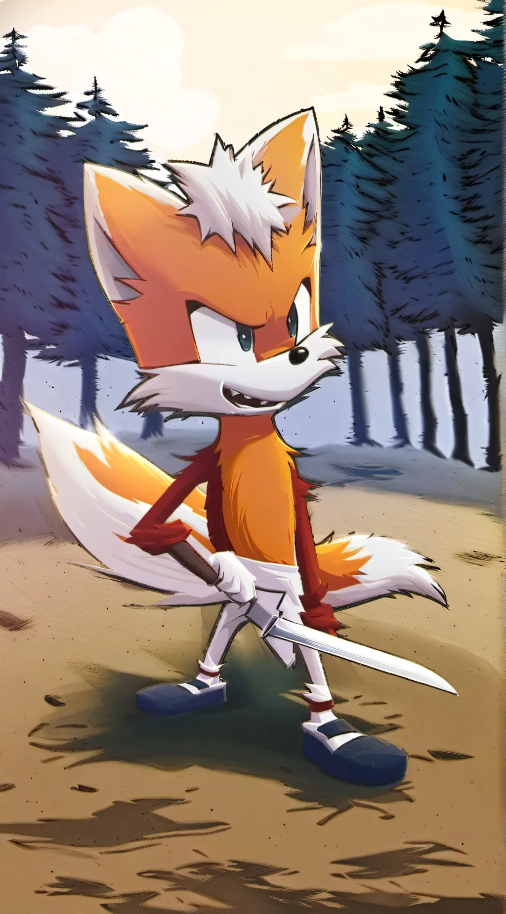 ai character: tails with knife background