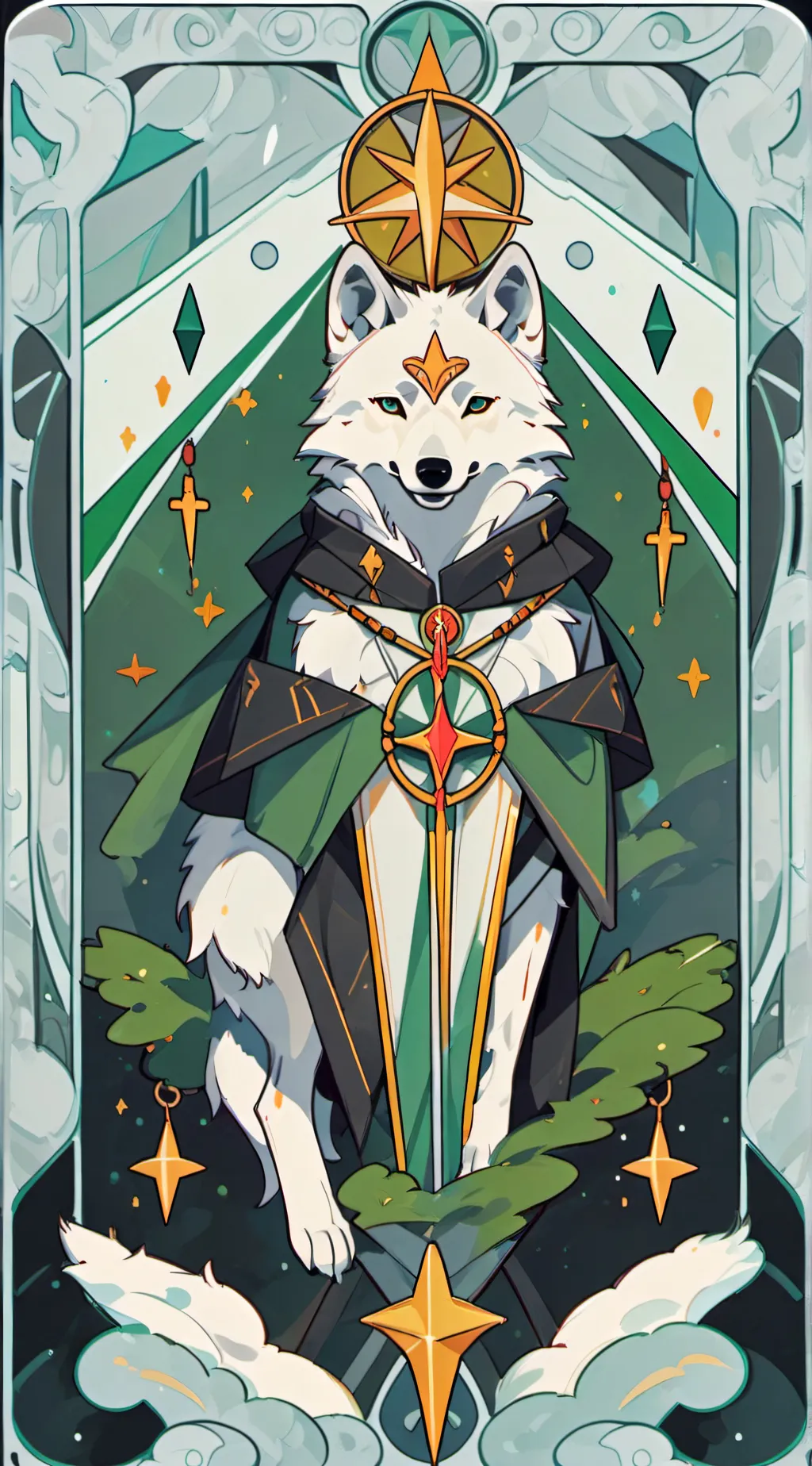 ai character: Snowflake and star background