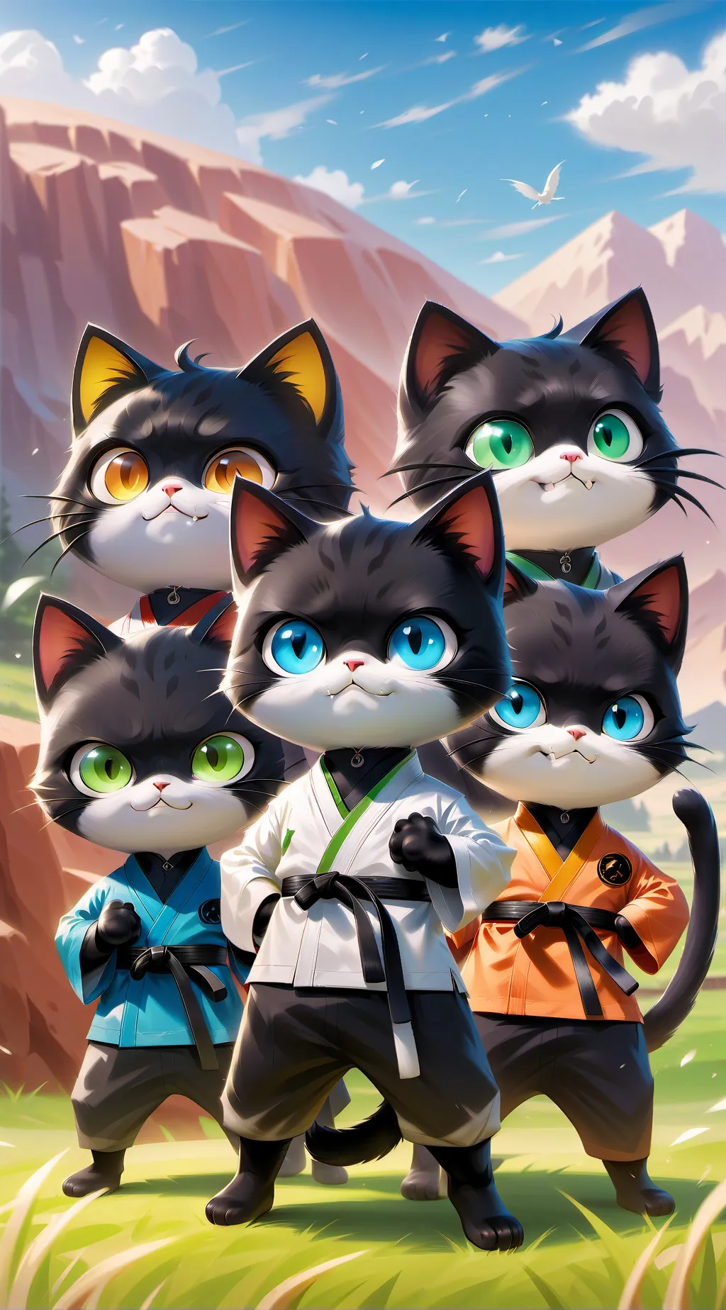 ai character: karate cats family background