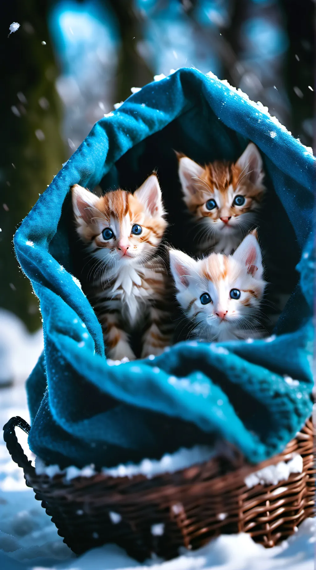 ai character: Winter kittens background