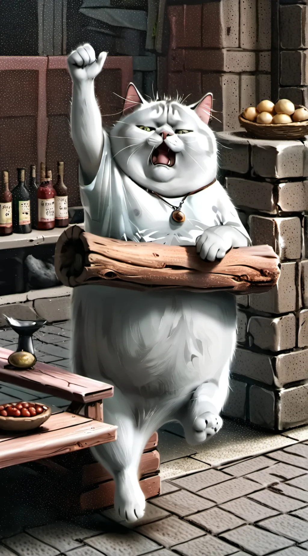 ai character: Chubby cat background