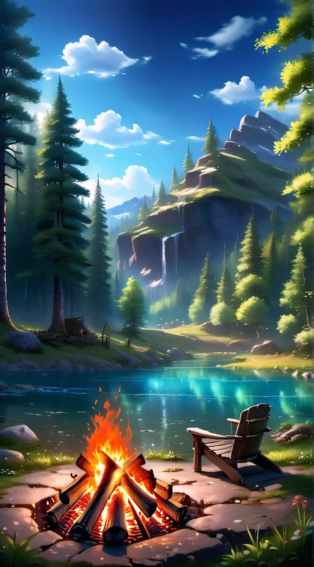 ai character: HH camping! background