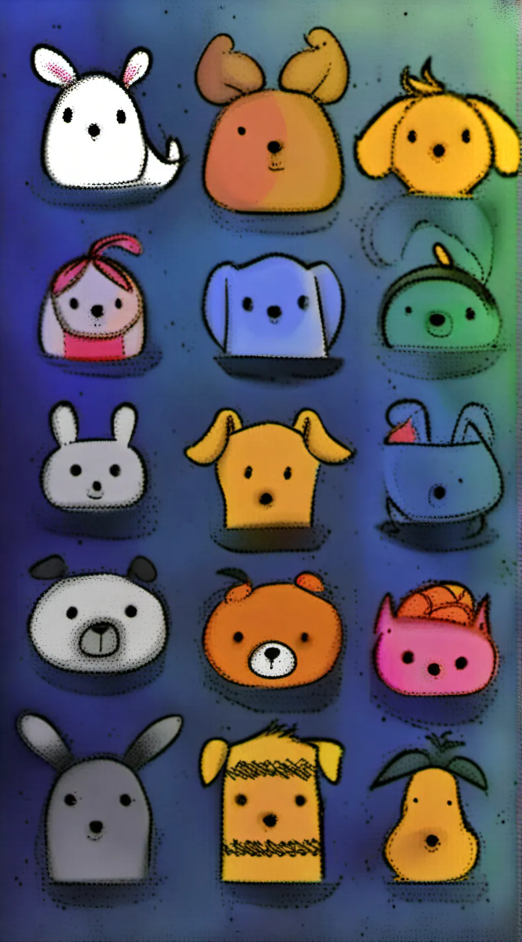 ai character: smiling critters background