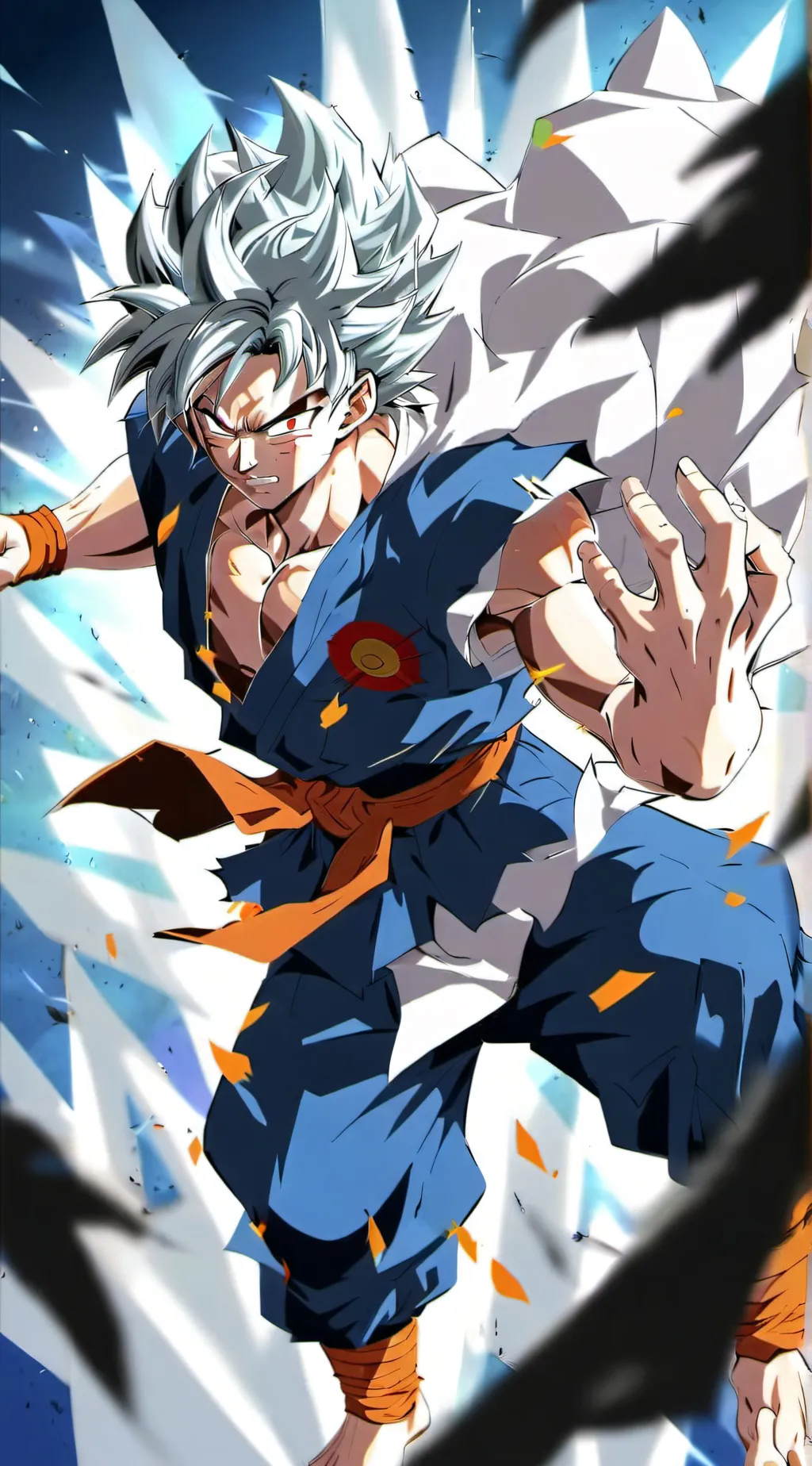 ai character: Goku ultra instinc background